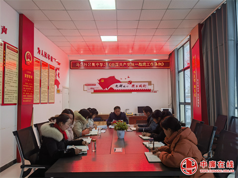 蒙城县马店社区组织学习《中国共产党统一战线工作条例》